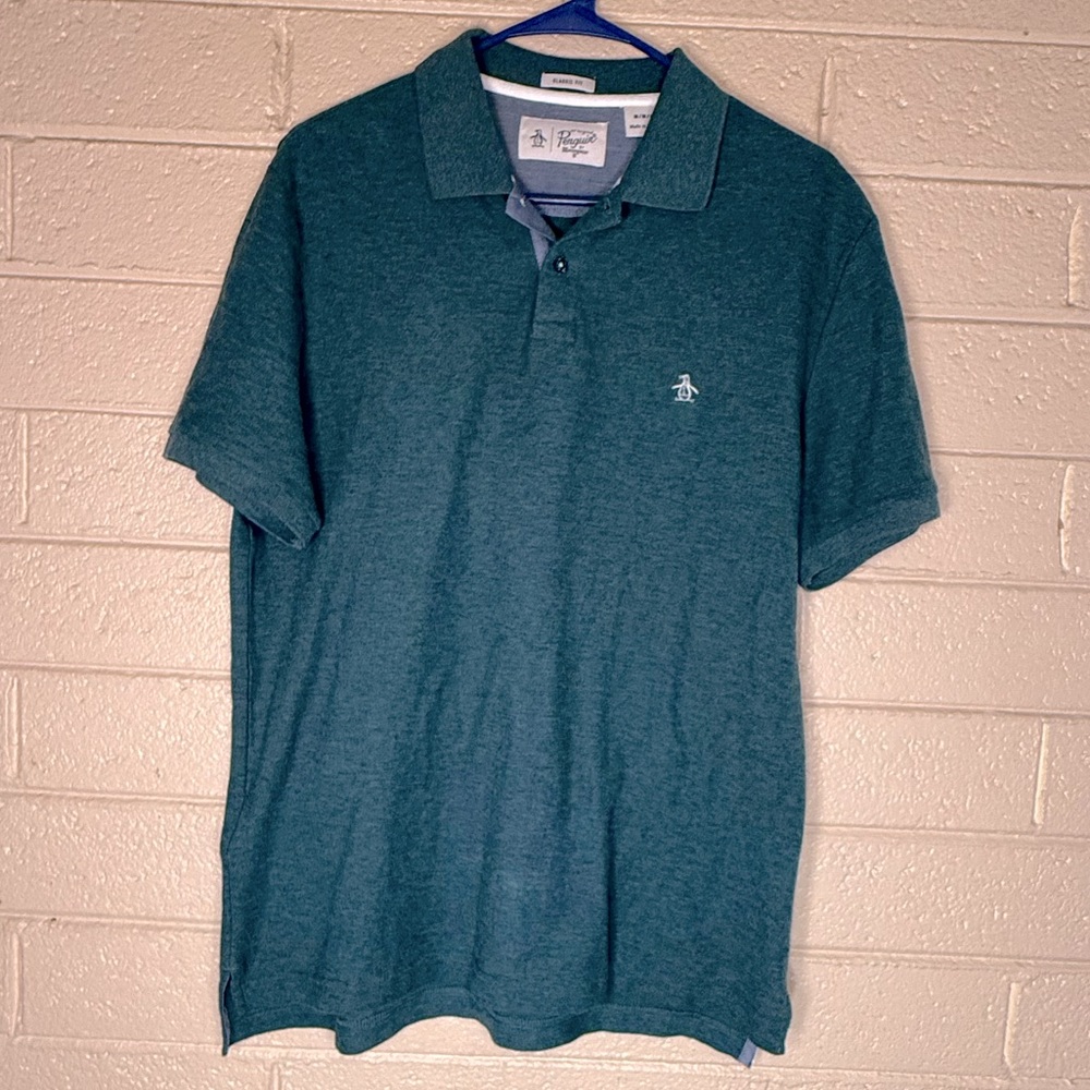 EUC Original Penguin Men's Green Polo Shirt - Medium